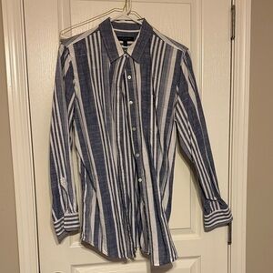 Banana Republic Navy and White Striped Shirt